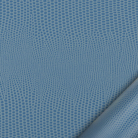 papier simili cuir au motif lézard bleu ciel dont l’aspect et le toucher sont proches des cuirs exotiques.